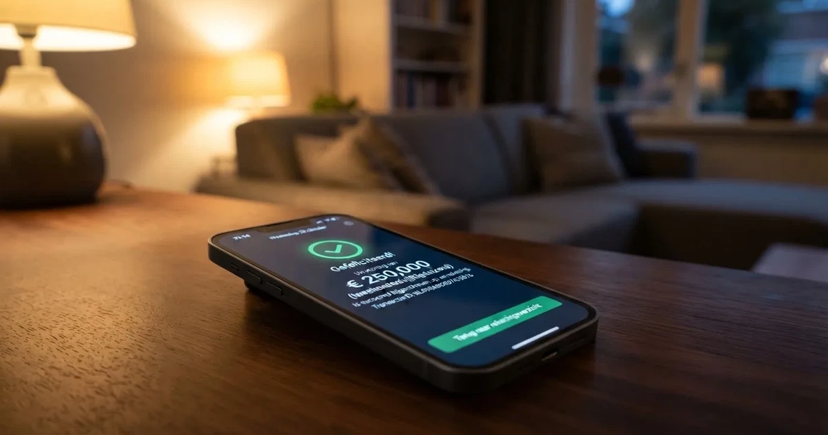 Smartphone met een online casino op het scherm en een Trustly-storting die in enkele seconden wordt bevestigd