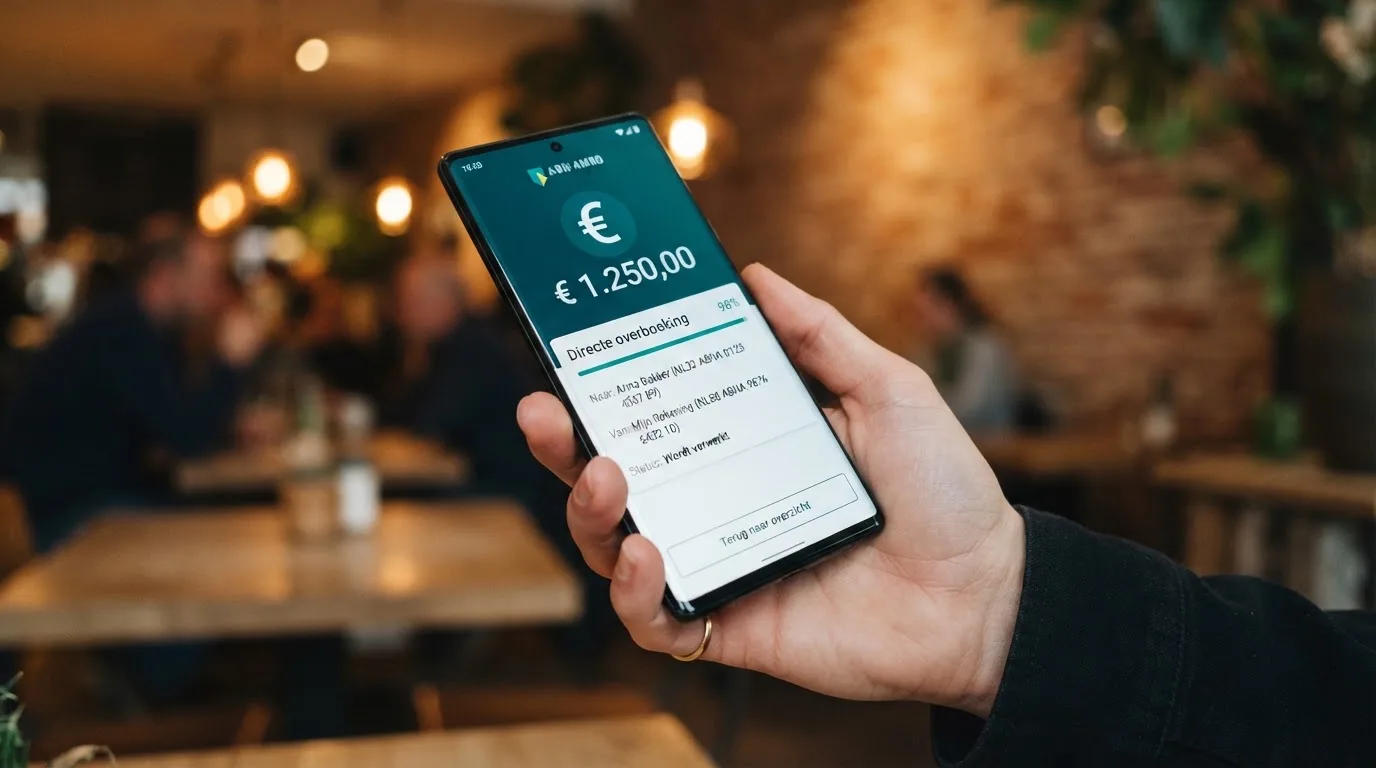Mobiele bankapp met het scherm voor een realtime account-to-account betaling