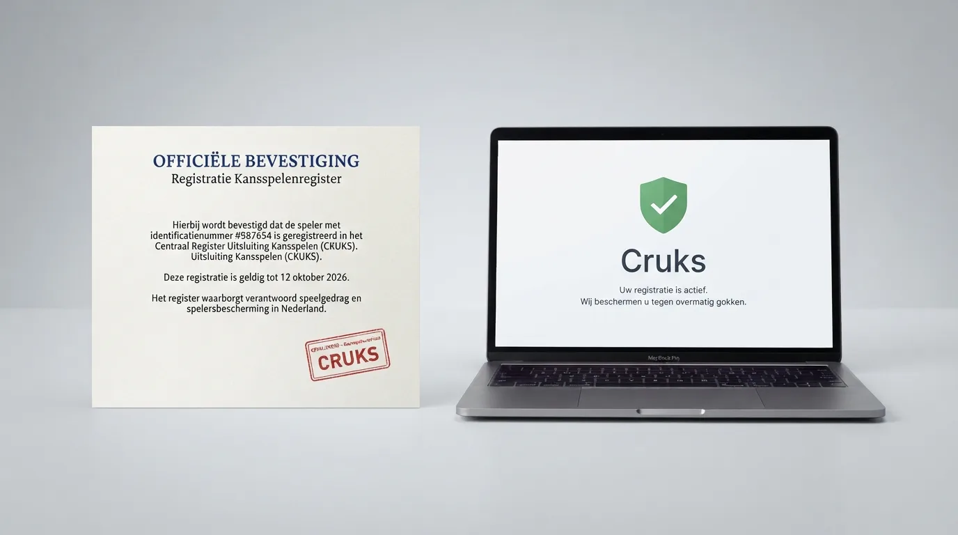 Vergunningdocument en een Cruks-controlescherm naast elkaar