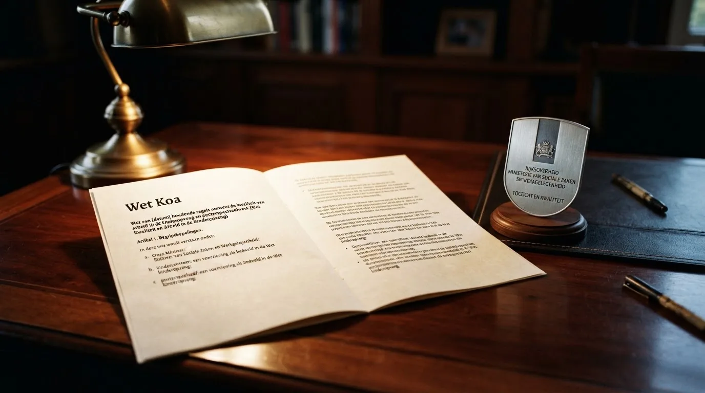 Het logo van de Kansspelautoriteit naast een document met de tekst Wet Koa