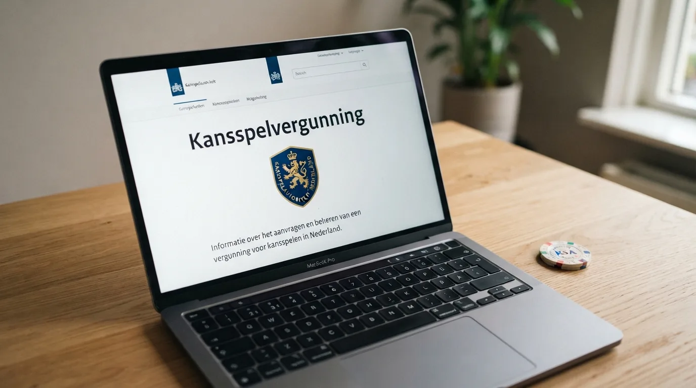 Het logo van de Kansspelautoriteit op een webpagina over kansspelvergunningen