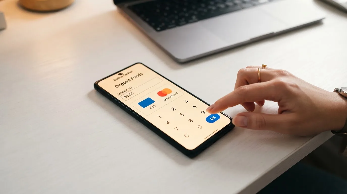 Een stortingsformulier van een online casino met Visa en Mastercard als geselecteerde betaaloptie