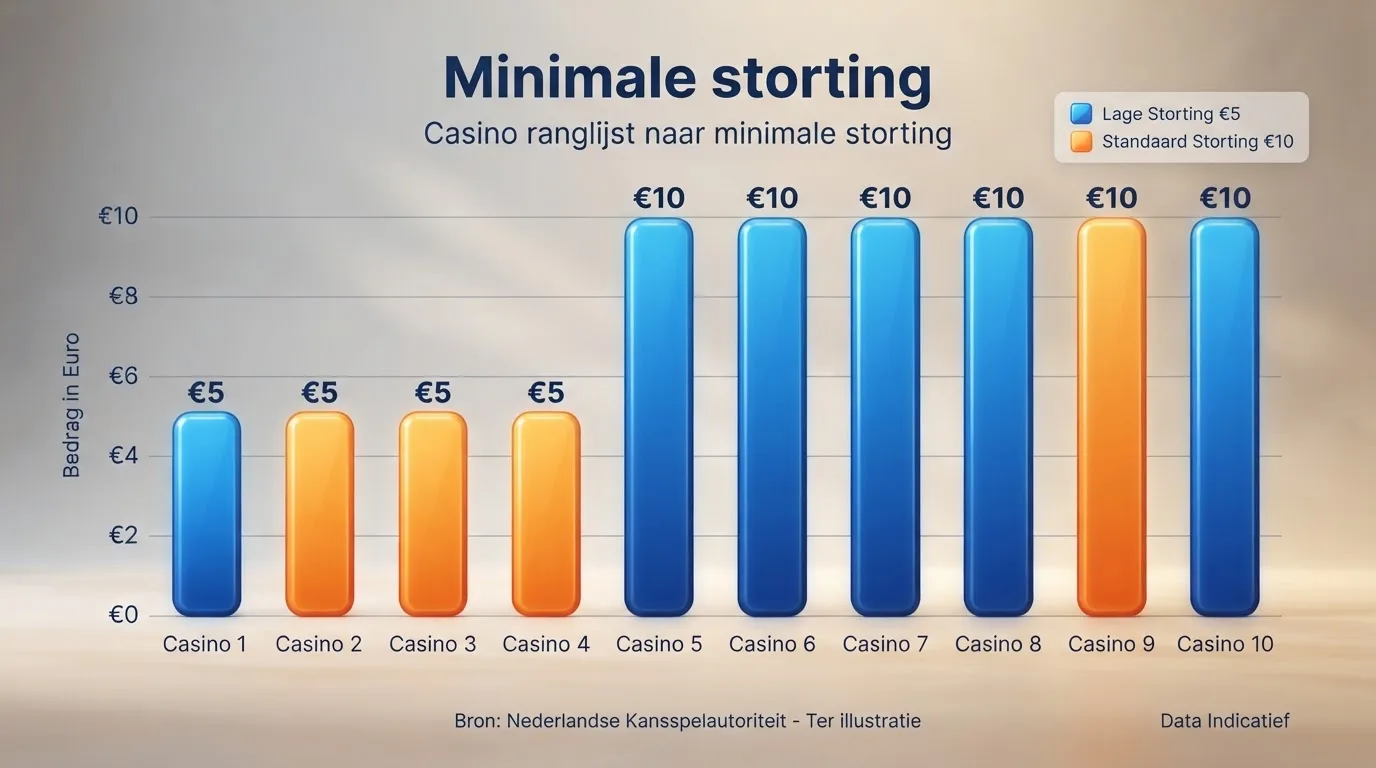 Een ranglijst van tien online casino's met hun minimale storting