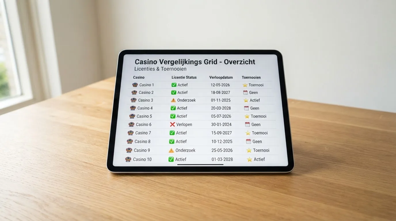 Tien Nederlandse casino's met hun toernooiaanbod naast elkaar in een vergelijking